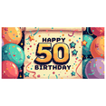 thumbnail image 3 of Happy 50 Birthday Themed Background Decorations with Balloons Stars and Streamers Backdrop Banner for Birthday Party Celebrations Photography Props and Home Decor, 3 of 4