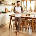 thumbnail image 2 of OIOLOYJM Men's Pajama Sets Casual Raglan Long Sleeve Henley Shirts with Bottoms Sets Soft Comfy Lounge Breathable Sleepwear Coffee S, 2 of 6