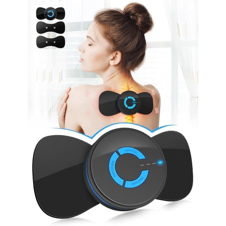 Tens Black Unit with 2 Pads,EMS Microcurrent Mini Massager Machine,Low Frequency Multi Function Physiotherapy Instrument Muscle Stimulator,Full Body Pain Relief Therapy Device