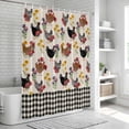 thumbnail image 6 of Farmhouse Rooster Shower Curtain, Waterproof Shower Curtains for Bathroom, Vintage Watercolor Flowers Black Plaid Washable Fabric Bathtub Curtain Set Bath Decor with 12 Hooks Long 72"x84", 6 of 8