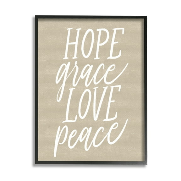Stupell Industries Hope Grace Love Peace Grainy Patterned Sign,11 x 14, Design by Doodles.Ink.