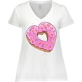 thumbnail image 3 of Inktastic Heart Shaped Donut with Pink Icing and Sprinkles Women's Plus Size V-Neck T-Shirt, 3 of 5
