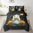 thumbnail image 2 of Manfei Happy Halloween Bedding Sets Twin Size,Orange Pumpkin Maple Comforter Sets with Sheets,Kawaii Ghost Bed in a Bag Twin Size,Lightweight Bedroom Decor Reversible,7-Piece, 2 of 7