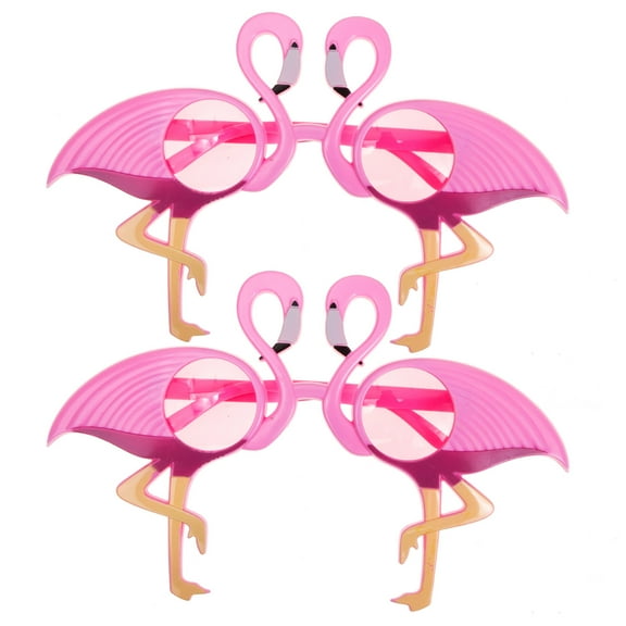 HEATSHAKING 2 Pairs Novelty Party Sunglasses Flamingo Shape Rosy Color Plastic For Festivals And Events