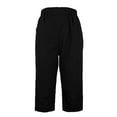 thumbnail image 4 of Clearance under 10$ Sevevn Women's Linen Loose Pants Button Elastic Waist Casual Straight Tube Pants Capris Clearance Sales Online Deals Black XL, 4 of 5