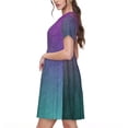 thumbnail image 2 of KLL Robe d'Été vintage Foncée à Manches Courtes pour Femmes, Robe Plissée Ample Longueur Genou avec Poches, 2 of 6