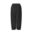 thumbnail image 3 of Coloody Women's Plus Size Boho Baggy Cropped Harem Pants with Pockets, Linen, 3 of 6