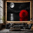 thumbnail image 6 of Red Dahlia on Dark Moonlit Lake, Dramatic Gothic Illustration, Halloween Gift for Flower Lovers, Moonlit Wall Art, Tapestry Wall Hanging for Bedroom and Living Room, 6 of 6