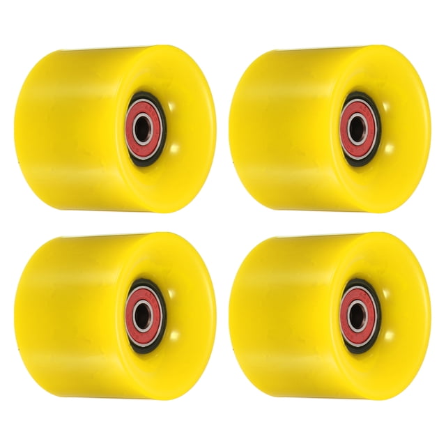 Unique Bargains Roues de Longboard 60mm avec Roulements ABEC-9 Roues de Rue pour Skateboards Cruiser 80A, Rouge Jaune Lot de 4