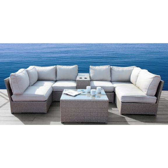 Living Source International 8-Piece Outdoor Conversation Set with Cushion - Gray