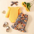 thumbnail image 4 of Baby Girl Clothes Outfit Newborn Going Home Outfit Long Sleeve Cute Letter hello i'm newhere Print Ruffle Romper Bodysuit + Floral Pants + Headband Sets for Fall Winter 0 3 6 9 12 18 Months, 4 of 7