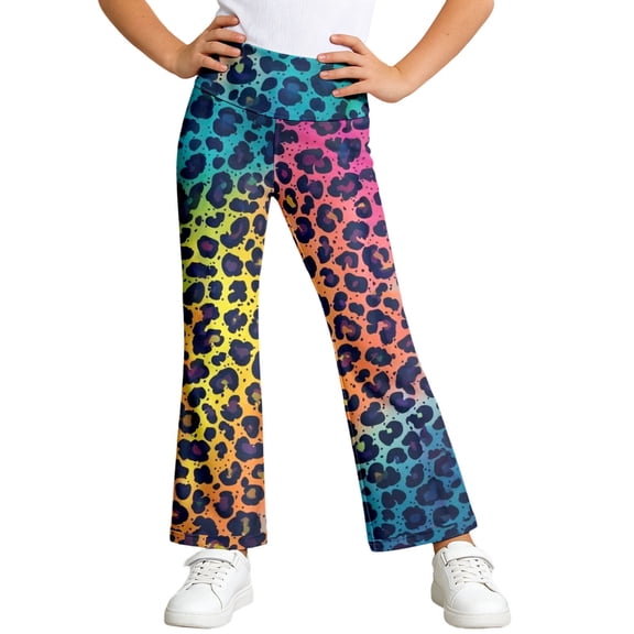 WOYY Girls Athletic Flared Pants High Rise Stretch Yoga Pants Workout Leggings, Sizes 1-14