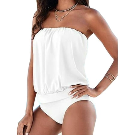 Beach Bikini - Women Summer Swimwear Bathing Suit One Piece Strapless Swimsuit Skirt Beach Bikini Swimdress