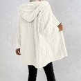 thumbnail image 7 of Women's Hooded Cardigan Jacket Long Loose Open Front Fleece Coat Fall Winter Cable Knit Causal Jacket, S, 7 of 7