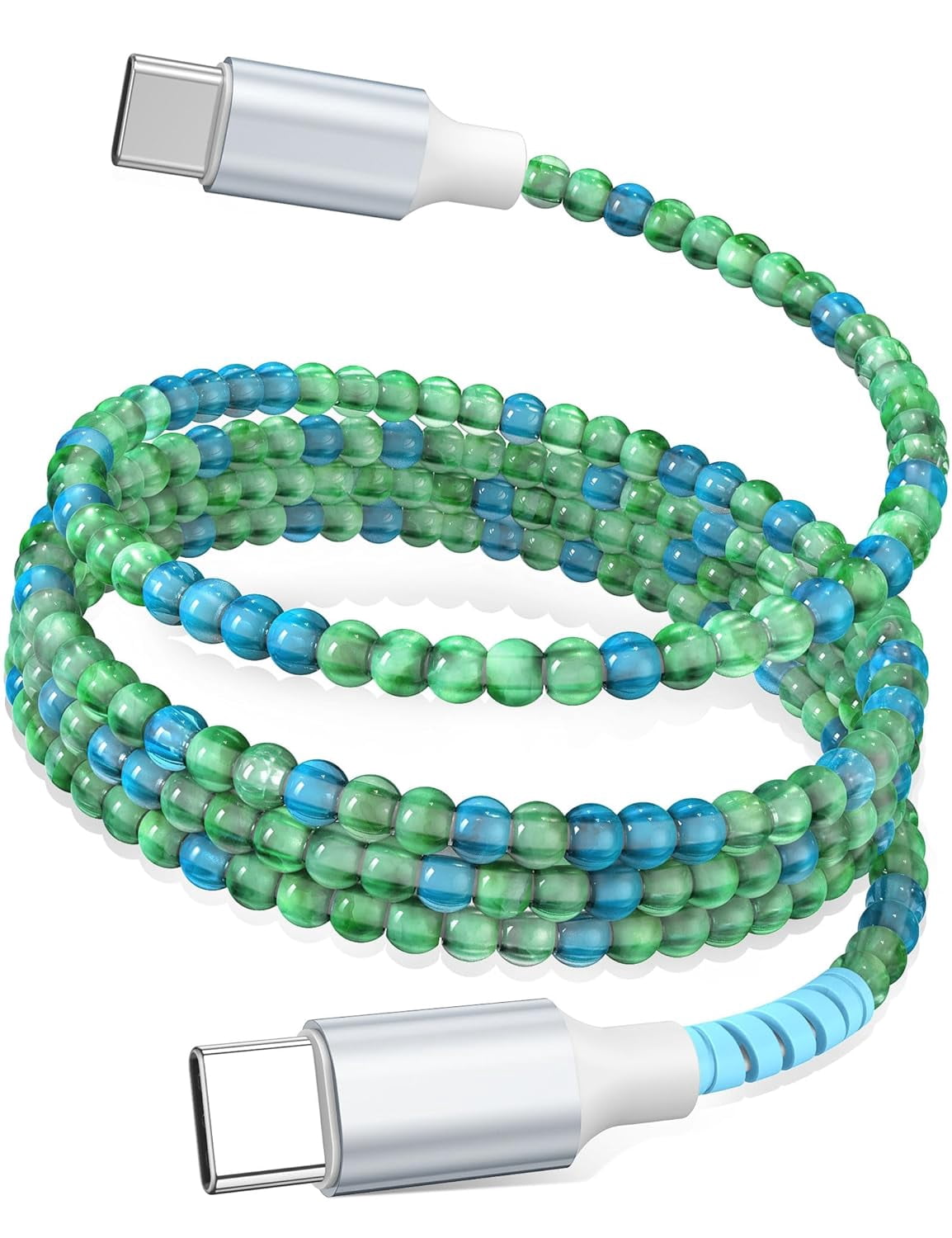 MHAWBL-USB C to USB C Cable 6FT 60W Beaded Phone Fast Charging Cord&Car Charger for iPhone 17 16 15 Pro Max/iPad Pro 10th A16 for Samsung S26 S25 S24 Ultra A17 Android Phone Charger Cute Girl Women,B