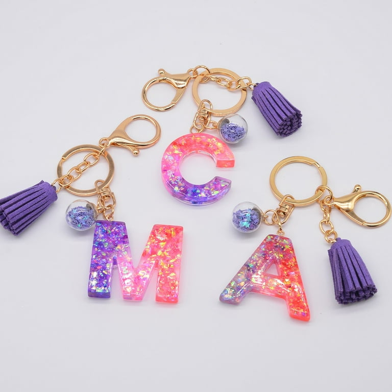 Custom ASL Name Tassel ASL I Love You Hand Keychain Purple