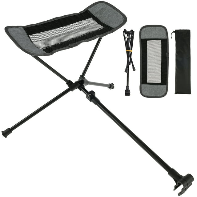 Folding Chair Footrest slip Picnic Camping Recliner Foot Stool Resting Black