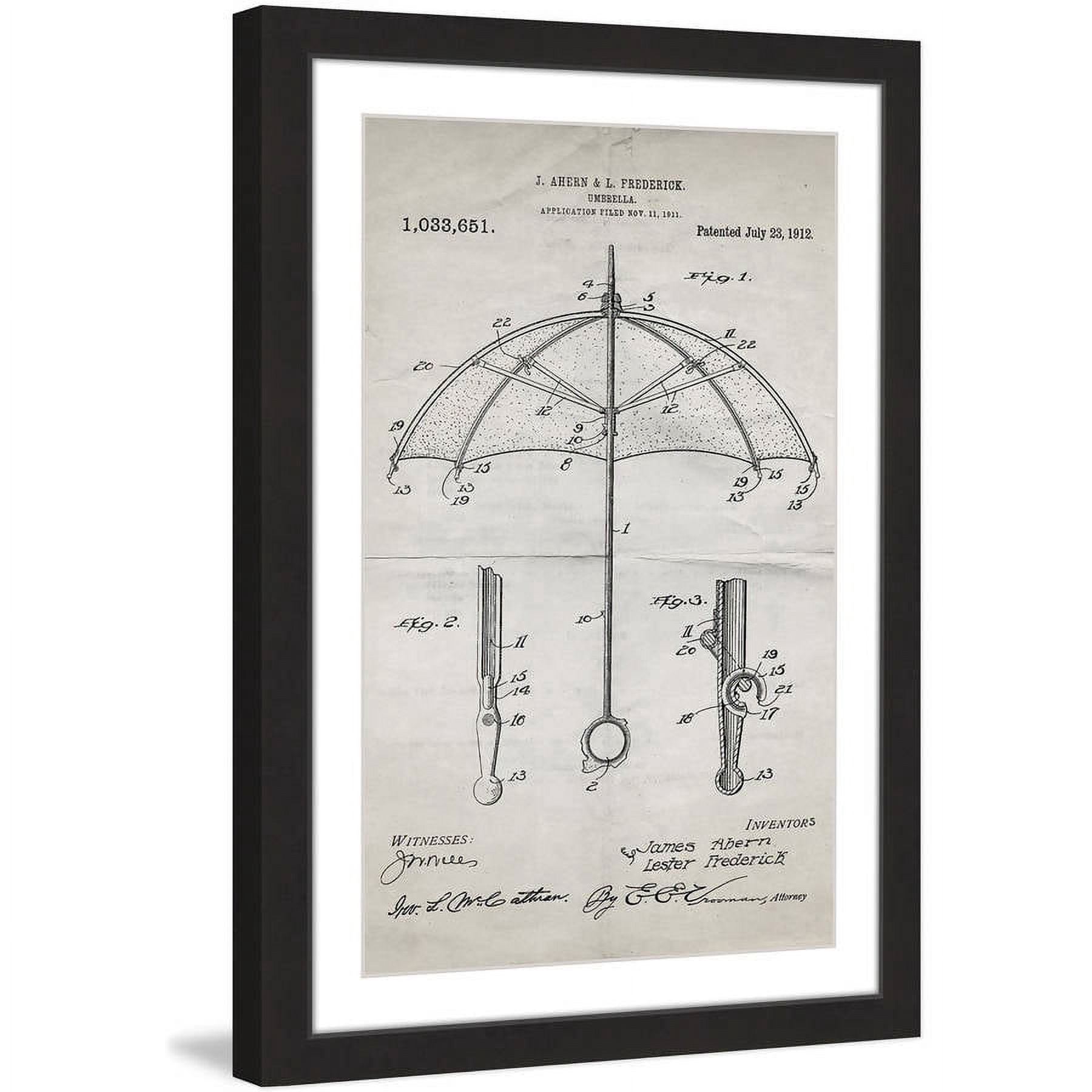 "Umbrella 1912 Old Paper" Framed Painting Print