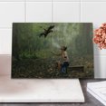 thumbnail image 2 of Jungle Cutting Board, Chinese Man in Forest Training His Bird Ecological Life Picture Print, Decorative Tempered Glass Cutting and Serving Board, Small Size, Green Brown, by Ambesonne, 2 of 5