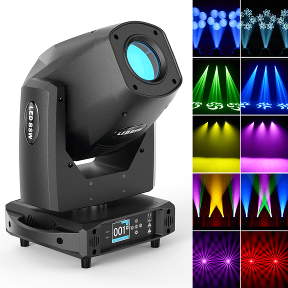 200W Cylindrical Moving Head Light with 17 GOBOS & DMX512 Control, 1-Pack for Stage/Club Events (Black)