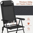 thumbnail image 3 of Pirecart 2PCS Folding Patio Chairs, 5 Level Adjustable Outdoor Lawn Chair with Removable Headrest, Teslin Fabric Patio Chairs with Ergonomic Armrest, Foot Pad, Black, 3 of 10