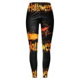thumbnail image 7 of COMVALUE Women's Halloween Pumpkin Skulls Printed Ankle Elastic Tights Legging Halloween Black Size S, 7 of 7