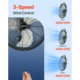 thumbnail image 4 of Ventilador de pared industrial VEVOR de 18 pulgadas, ventilador interior de alta velocidad de 4000 CFM con 3 velocidades, potente motor para garaje con aspas de aluminio para taller, almacen, 4 of 9