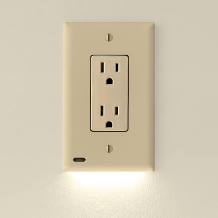 

Single - Guidelight 2 [For Décor Outlets] - Replaces Plug-In Night Light - Electrical Receptacle Wall Plate With Led Night Lights - Auto On/Off Sensor - (Decor Ivory)