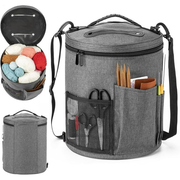 BKSDUEH Knitting Bag, Yarn Organizer Tote Bag Portable Storage Bag for Yarns, Carrying Projects, Knitting Needles, Crochet Hooks, Manuals and Other Accessories