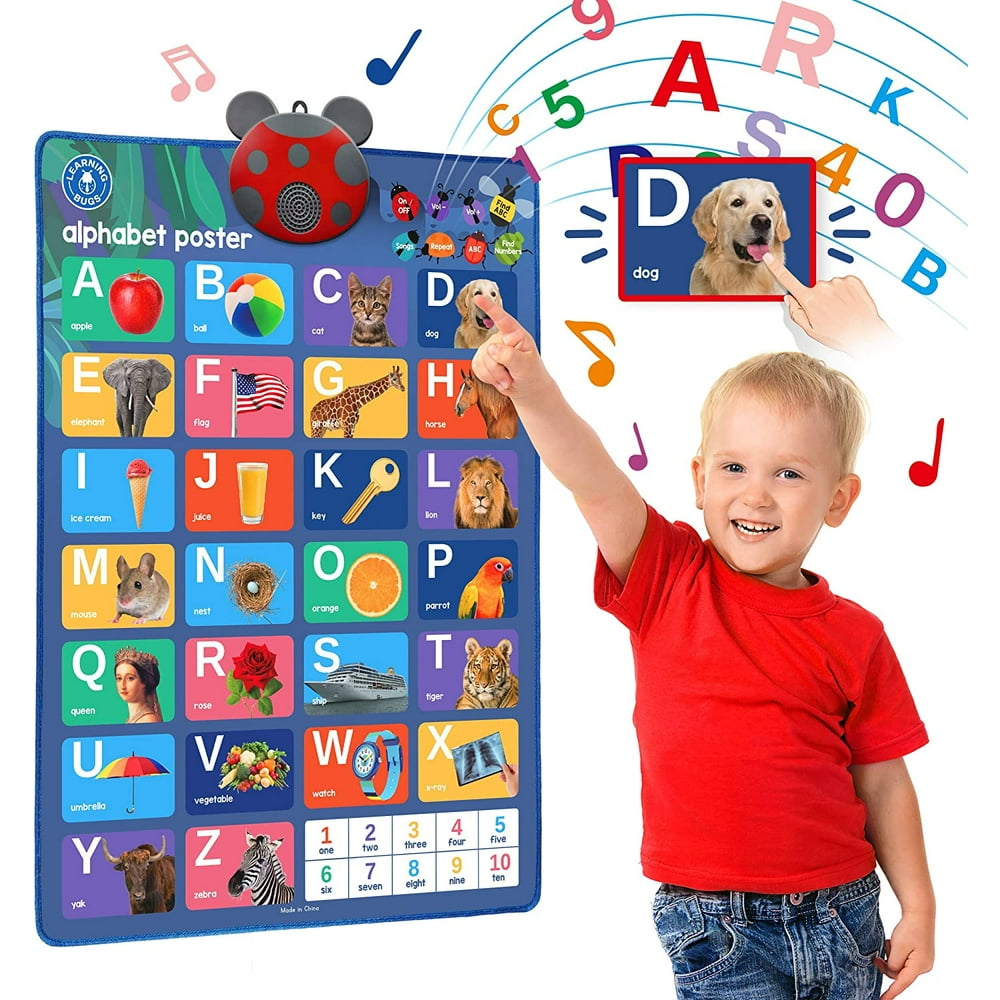 LEARNING BUGS Interactive ABC & 123s Talking Poster & Musical Wall