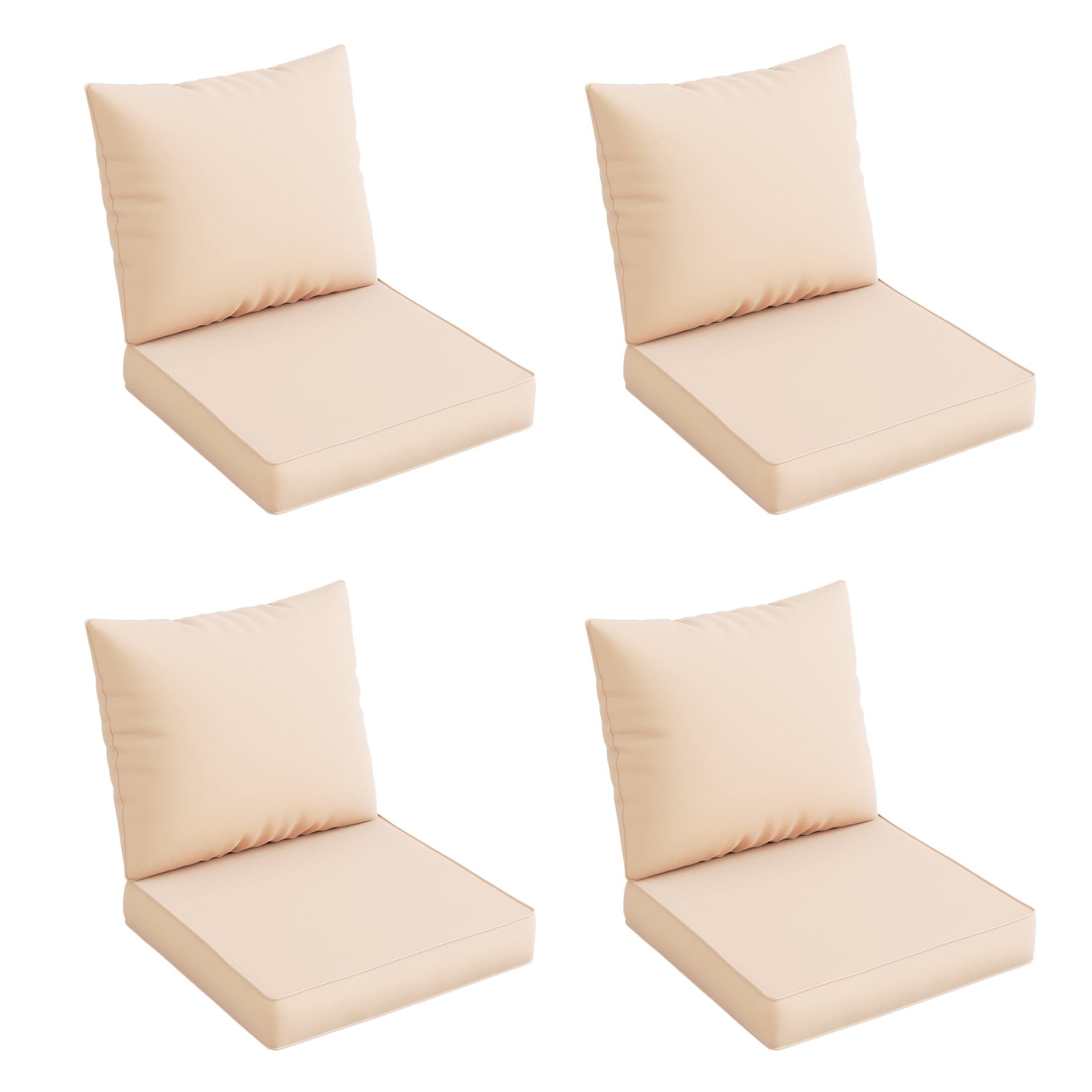MRUAKA Outdoor Cushions for Patio Furniture, 4'' Replacement Cushions for Outdoor Furniture, Set of 4 Water-Resistant Outdoor Sectional Cushions for Sofa Couch Chair (Beige)