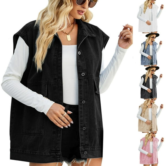 Ashirexll Womens Vests Outerwear, Womens Winter Coats, Winter Solid Plus Size Velvet Coat Sleeveless with Horn Buckle Pocket Overcoat