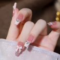 thumbnail image 2 of Rhinestone Bow-Knot Press On Nails for Women - Medium Length Full Cover Stick On Nails with Stunning Designs, 2 of 4