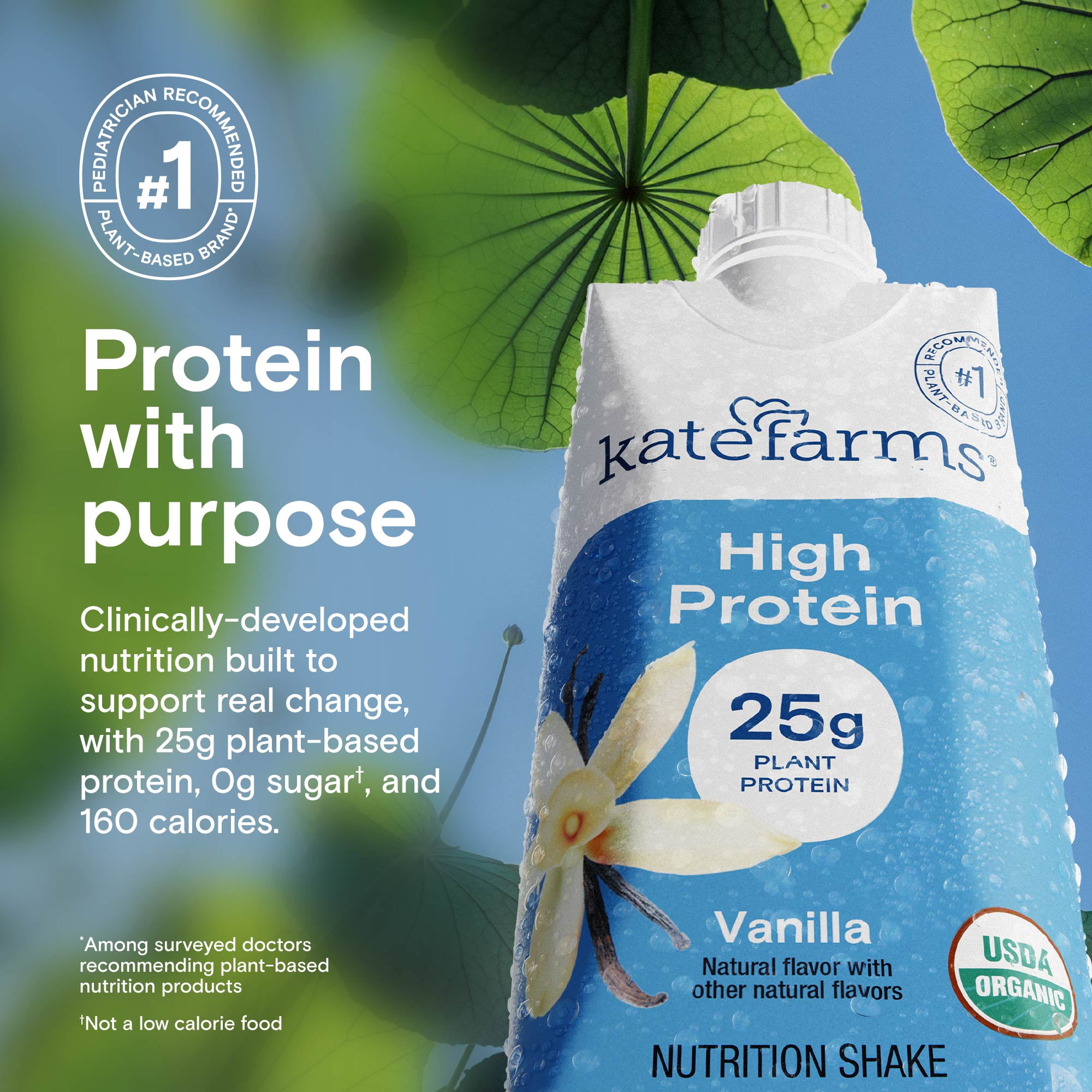 Kate Farms High Protein Nutrition Shake Vanilla, 4-pack 11oz
