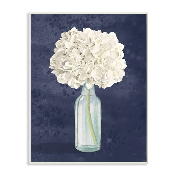 Stupell Industries White Floral Bouquet in Bottle Blue Painting Unframed Art Print Wall Art, 10x15, by James Wiens