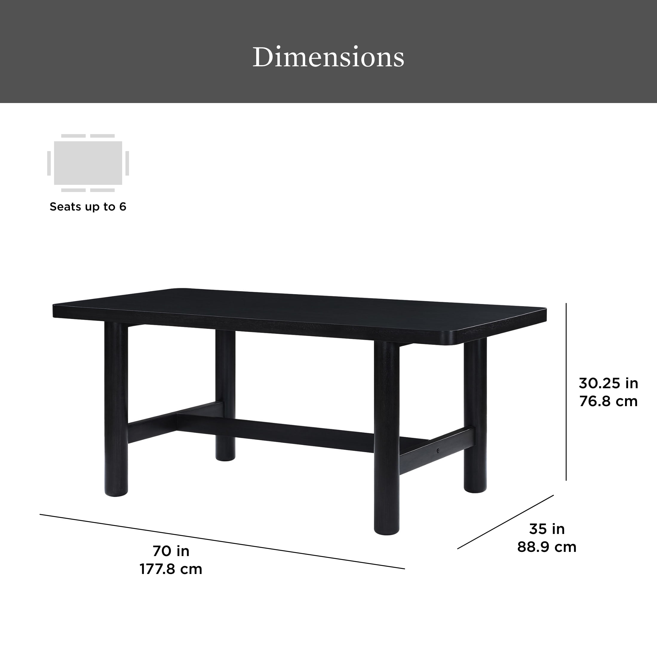 Better Homes & Gardens Adlin 70" Adjustable Dining Table, Charcoal