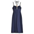 thumbnail image 4 of Plus Size Summer Dresses for Women Ladies Sleeveless Solid Neck Hollow Chest Tube Top Style Suspender V-neck Dress, 4 of 4