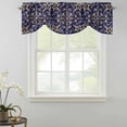 thumbnail image 2 of Abstract Blue Gold Tie Up Valance Curtains for Windows, Kitchen Curtains Window Shades, Luxurious Traditional Flower Leaf Light Filtering Roman Curtain Valances for Bedroom/Bathroom/Cafe 42"x12", 2 of 9