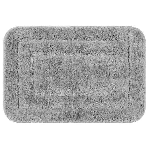 Alfombra de ba?o REGALWOVEN, alfombra de ba?o suave y absorbente, alfombra de ba?o de felpa antideslizante, lavable a máquina, tapete seco para el suelo del ba?o gris oscuro 16" x 24"