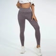 thumbnail image 5 of UngA Women Ribbed Knit Sports Yoga Leggings, Seamless High Waist Tummy Control Skinny Pants Scrunch Butt Lift Workout Leggings for Women Light Purple,L, 5 of 6