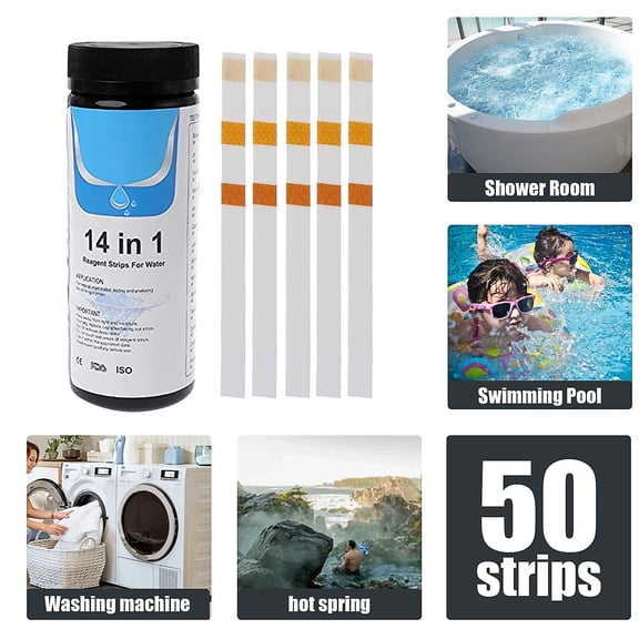 Water Test Strips 14-in-1 Drinking Water Test Strips Water Quality Test Strips Well Water and Tap Water Quality Test Fast Hardness Test Easy to Read & Instant Results, 50 Pieces