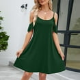 thumbnail image 5 of gakvbuo Summer Dresses For Women 2024 Vacation Trendy Beach Dresses Fashion Women's Round Neck Casual Solid Color Pocket Short-sleeved Knee-length Mini Skirt, 5 of 9