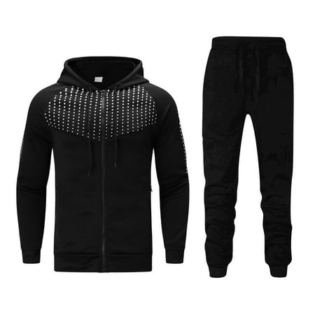 

ketyyh-chn99 Scrubs For Men Set Jogger Pants Men s Track Suits 2 Piece Stand-up Collar Long Sleeve with Double Side Pockets Jacket and Sweatpants