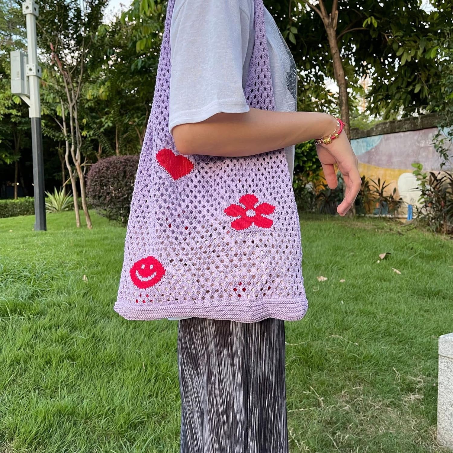 Kukuzhu Fairy Tote Bag Aesthetic Tote Bag Y2k Bag Tote Bag Aesthetic Y2k Crochet Tote Bag Aesthetic
