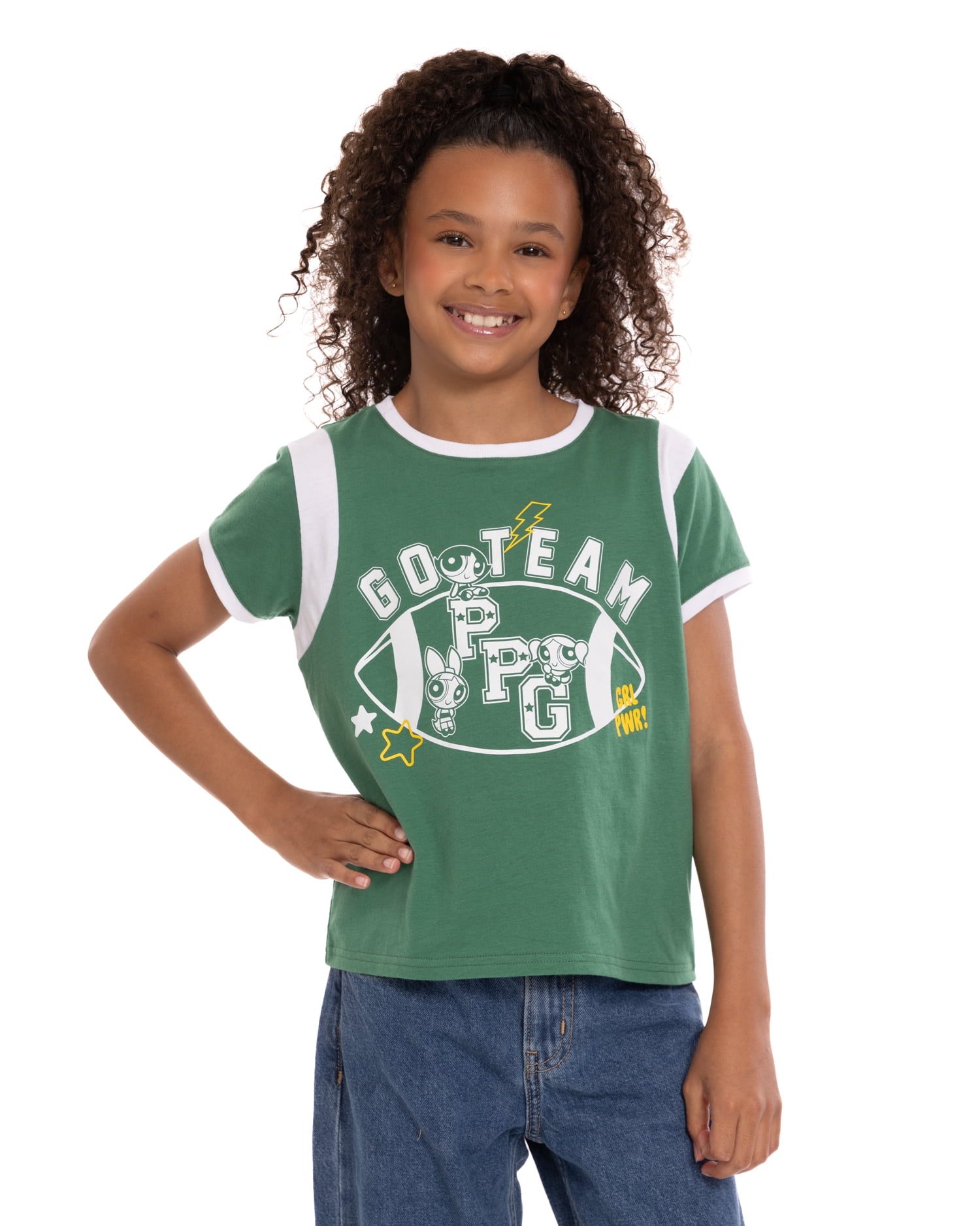 Powerpuff Girls Girls Graphic Game Day Tee with Short Sleeves, Sizes 4-16
