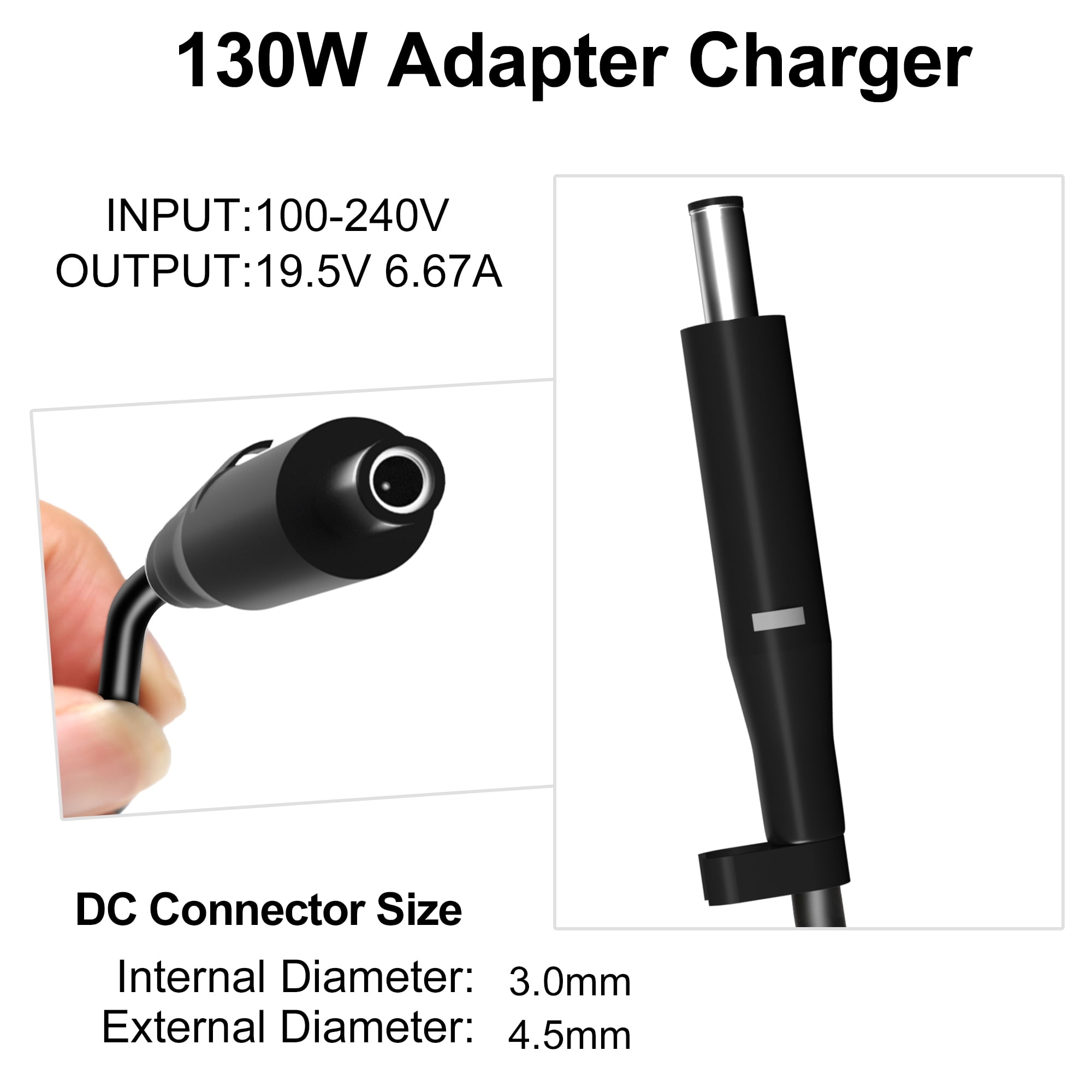 130W AC Adapter Laptop Charger for Dell XPS 15 7590 9530 9550 9560 9570 Precision M3800  5520 5530 5540 HA130PM130 0V363H 06TTY6  Power Supply Cord