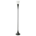 thumbnail image 2 of Evelyn&Zoe Moura Torchiere Floor Lamp with Glass shade in Aged Steel/Seeded, 2 of 11