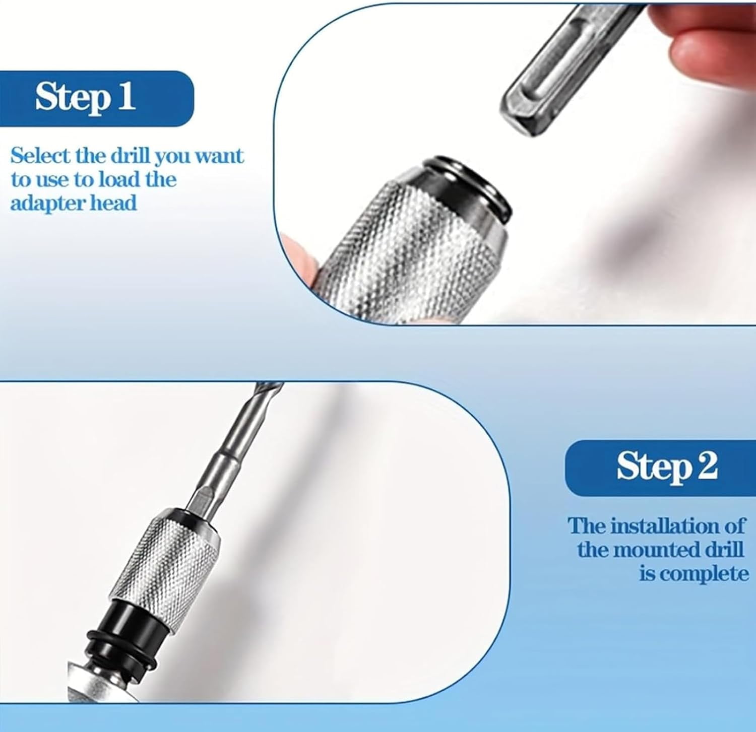 Electric Hammer To Drill Converter, Rotary Hammer Adapter with 4 Impact Drill Bits Set for Concrete Brick Stone Drilling
