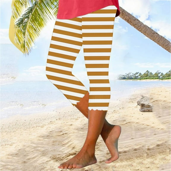 breaise Stripes Capri Leggings for Women 2024 High Waisted Cutout Yoga Capris Lightweight Cropped Pants Comfy Soft Stretchy Tights