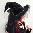 thumbnail image 5 of Slccxzc Witch Pointed Hats, Lace Bow Wizard Hat, Wide Brim Pointed Cap for Women Princess Lolita Witch Headwear Halloween Party Hat, 5 of 7